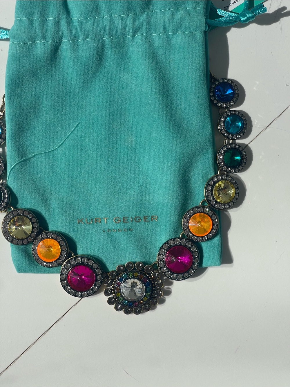 Kurt Geiger London Multicolor Crystal Statement Necklace NWT $298 - Picture 8 of 8